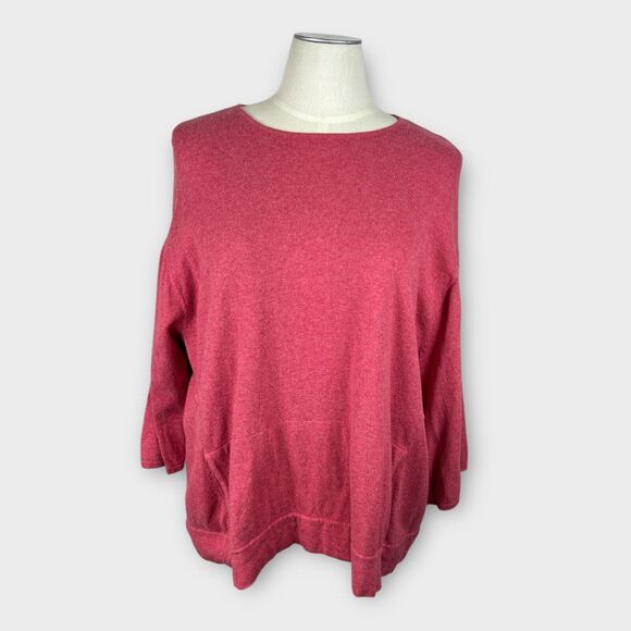 PureJill Cotton Cashmere Blend Knit Top Dolman Sleeve Pink Pocket Sweater 3X - Picture 1 of 10